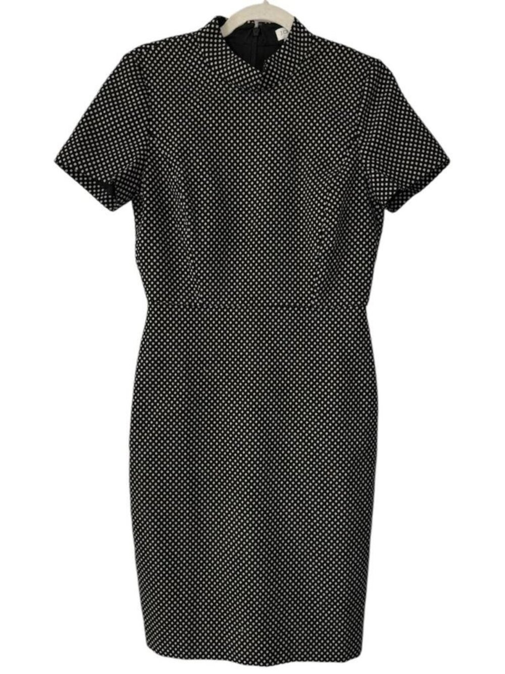 Jcrew Short Sleeve Mockneck Jacquard Dress With Gold Stitching